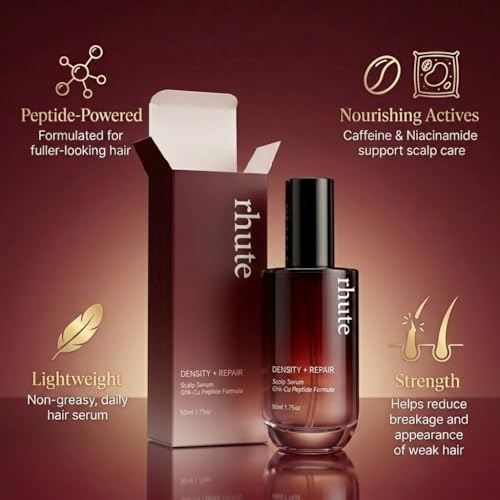 Rhute Hair Serum, Rhute Scalp Serum Daily Strengthening Treatment for Weak or Damaged Haireptide-Powered Formula for Thicker (1pcs)