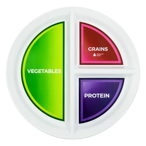 Health Beet Mediterranean Portion Control Plate - 3 Sections for Balanced Meals