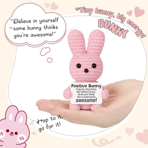 Positive Crochet Bunny - Handmade Inspirational Gift for Women