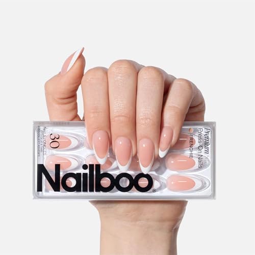 Nailboo Press On Nails Frenchie 30 Count – Salon-Quality Glue-On False Nails