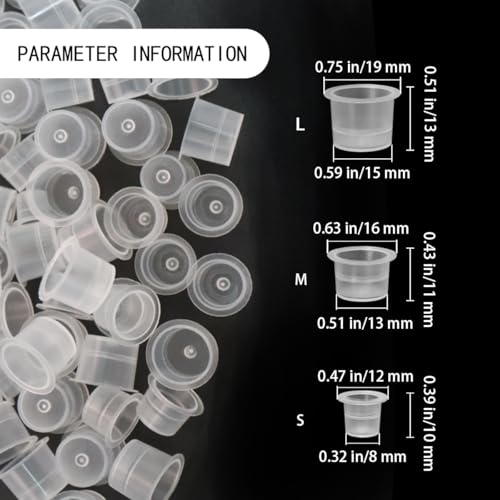 300 Pcs Tattoo Ink Caps - Small, Medium, Large Disposable Cups