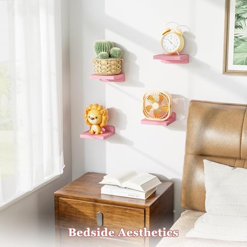 SRIWATANA 5-Inch Floating Shelves Set of 4 - Compact Wood Wall Shelves for Home Decor