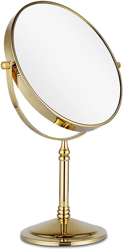DOWRY 10x Magnification Makeup Mirror - Two-Sided Vanity Mirror | Gold Finish for Home & Gifts