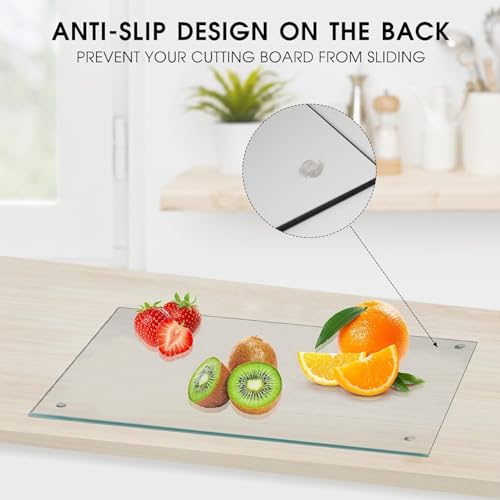 JAMBALAY Tempered Glass Cutting Board, 12"x8", Heat Resistant & Non-Slip