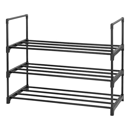 3-Tier Metal Shoe Rack Organizer - Space-Saving Storage for Entryway & Closet