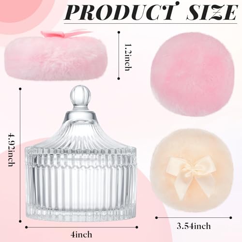 Tioncy 3 Pcs Clear Vintage Powder Puff Container Set with Soft Puffs - Classic Style