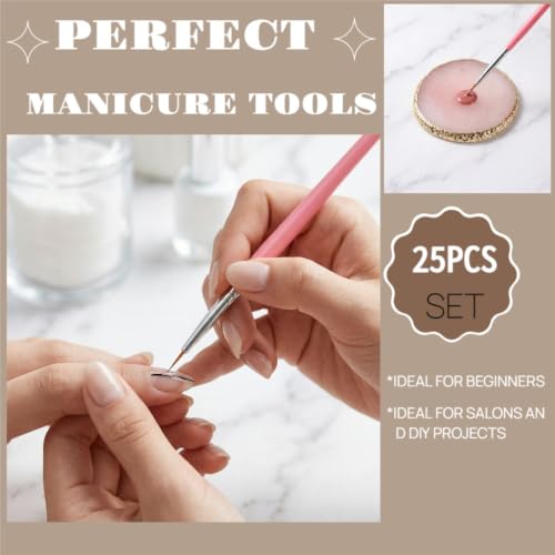 25-Piece Professional Nail Art Tools Set with Palette & Stand