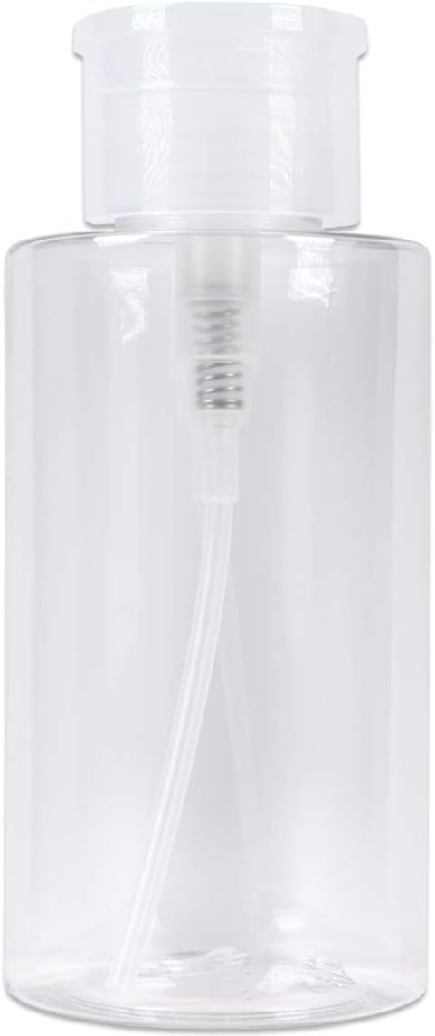 Clear Push Down Pump Dispenser - 3oz Refillable Empty Bottle | Lockable Travel Cosmetic Packaging for Nail Polish