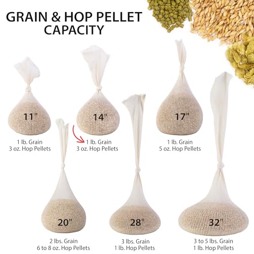 14" Beer Brewing Bags - 10 Pack Cotton Mesh for Homebrewing