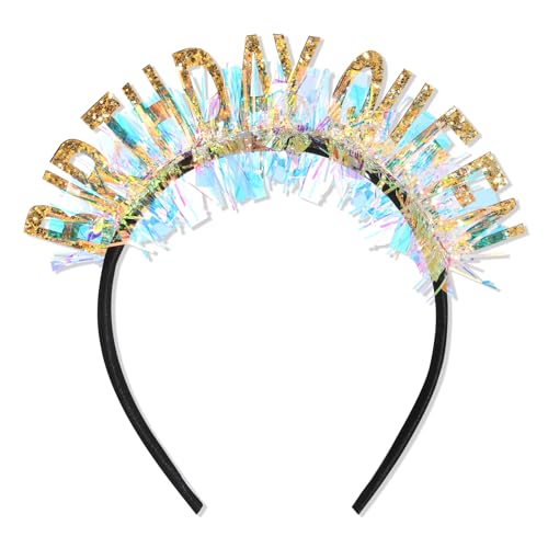 CIEHER Gold Queen Crown Birthday Headband for Women