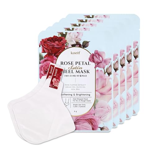 Koelf Rose Petal Satin Heel Mask - 5 Pairs of Moisturizing Socks