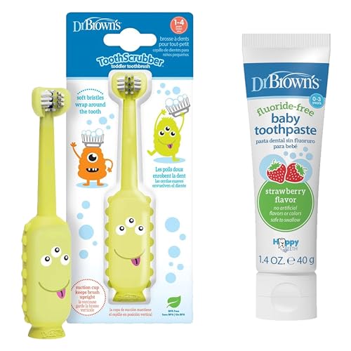 Dr. Brown's ToothScrubber Toddler Toothbrush & Fluoride-Free Toothpaste Set