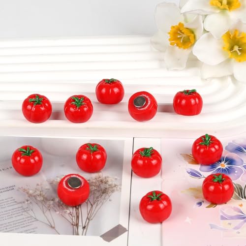 12-Pack Cute 3D Tomato Fridge Magnets - Durable & Fun Decor