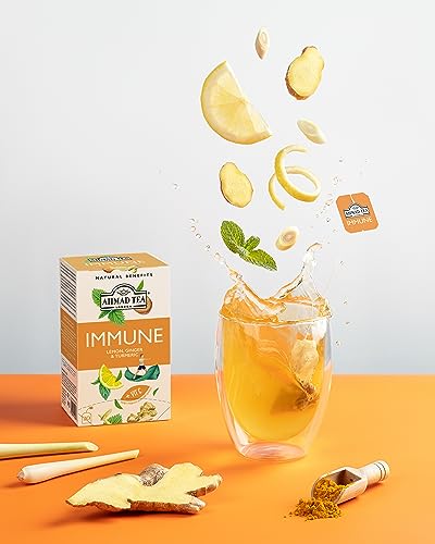 Ahmad Tea Immune Herbal Tea with Lemon, Ginger & Turmeric - 20 Teabags