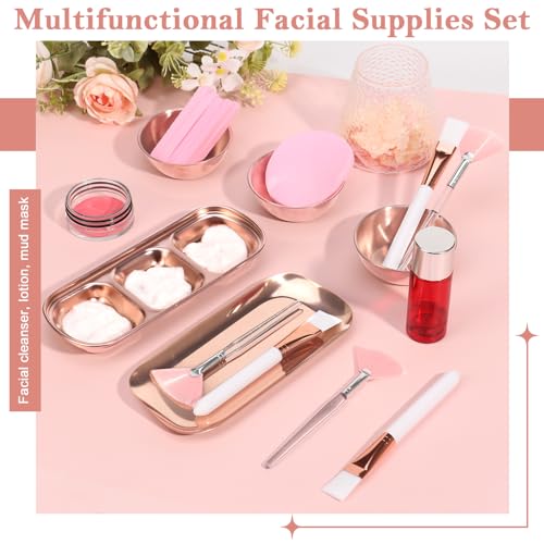 23-Piece Rose Gold Esthetician Facial Skincare Tool & Mixing Bowl Set
