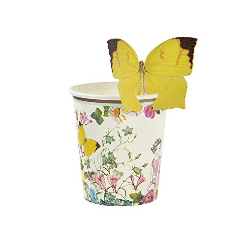 Talking Tables Fairy Paper Party Cups with Butterfly Trim - 12 Pack, 9 oz