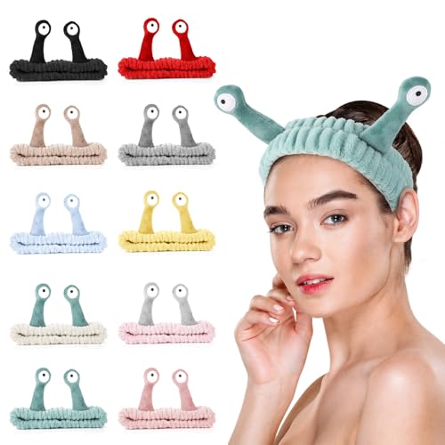 Molain Flannel Skincare Headband for Washing Face - 10 Pack, Multicolor