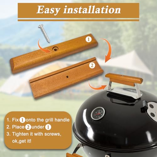 Cherry Wood Grill Handle Replacement for Weber Grills - 2 Pcs