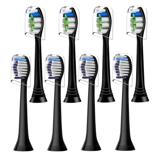 Replacement Brush Heads for Philips Sonicare, 8-Pack Black Value Combo