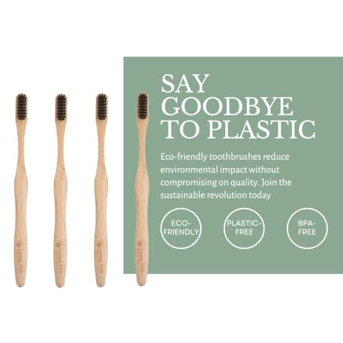 Bamboo Charcoal Toothbrush 4 Pack - Eco-Friendly Manual Oral Care Set