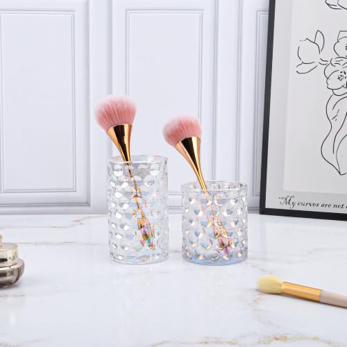 DASITON Iridescent Glass Makeup Brush Holder - Multifunctional Organizer