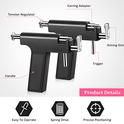 Honoson 158-Piece Professional Ear Piercing Gun Kit - Reusable Tool (Black)