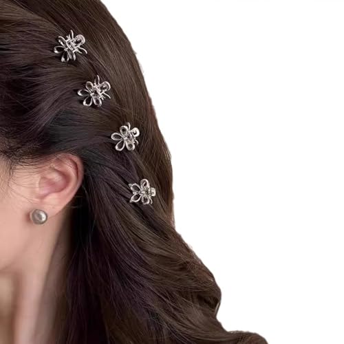 Mini Flower Hair Clips Set of 10 for Women - Elegant Metal Claw Clips