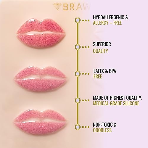 BRAWNA 3D Lip Practice Skin with 10 Lip Shapes - Nude-1 Pack for Lip Tattooing
