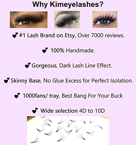 Kimeyelashes Premade 5D D Curl 0.07mm Volume Lash Fans 500 pcs Hybrid Wispy