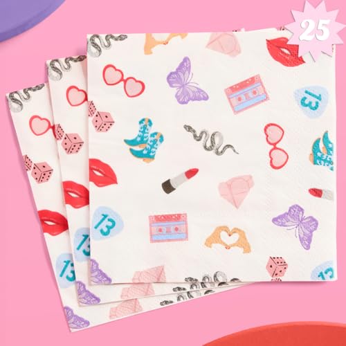 25 Pack Concert Party Icon Napkins - 3-Ply Tableware for Bachelorette & Birthday