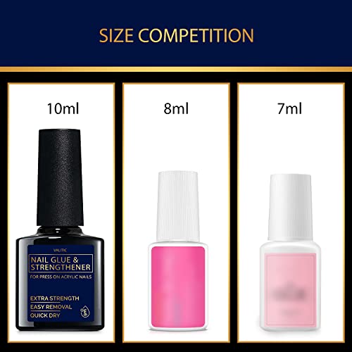 VALITIC Strong Nail Glue with Vitamin E for Acrylic & Press-On Nails (3 Pack)