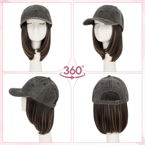 SEGOHAIR Baseball Cap with 6-Inch Synthetic Straight Hair Extension