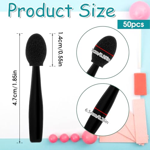 50 Pcs Dual Sided Eye Shadow Applicator Brushes - Reusable & Portable