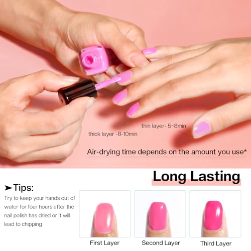 Morovan 15-Piece Red & Pink Nail Polish Set, Quick-Dry Glossy Fingernail Kit