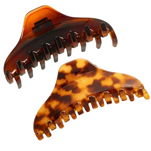 Parcelona French Boss Hair Clips: 3.5 inch Narrow Tortoise Shell Set of 2