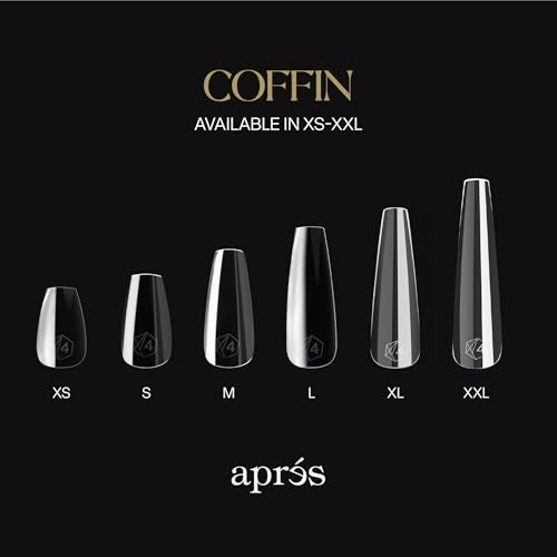 Aprés Gel-X Coffin Nail Tips Box - 280 Soft Tips with 14 Sizes, Long & Half-Sizes