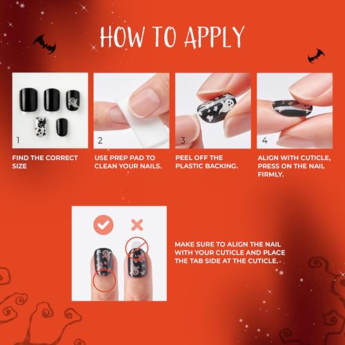 KISS imPRESS Halloween Press On Nails - Glow-in-the-Dark Black Squoval