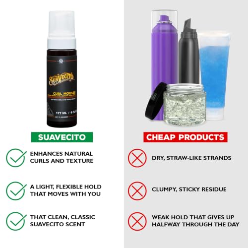 Suavecito Curl Mousse for Curls & Waves – Frizz Control, Sulfate-Free, 6 fl oz