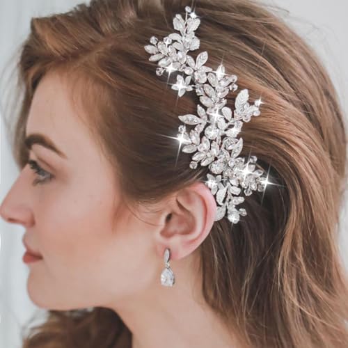 JAKAWIN Rhinestone Bridal Hair Comb - Silver Crystal Wedding Headpiece