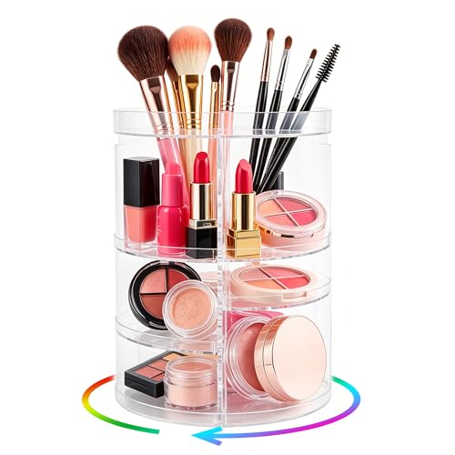 DOZZZ 7-Layer Large Capacity Rotating Makeup Organizer - Acrylic Cosmetic Storage Case