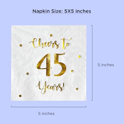 Cheers to 45 Years Cocktail Napkins | 50-Pack 3-Ply Party Napkins