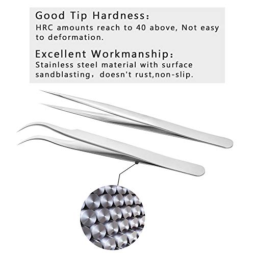 EMEDA Professional Eyelash Extension Tweezers Set - Straight & J Curved