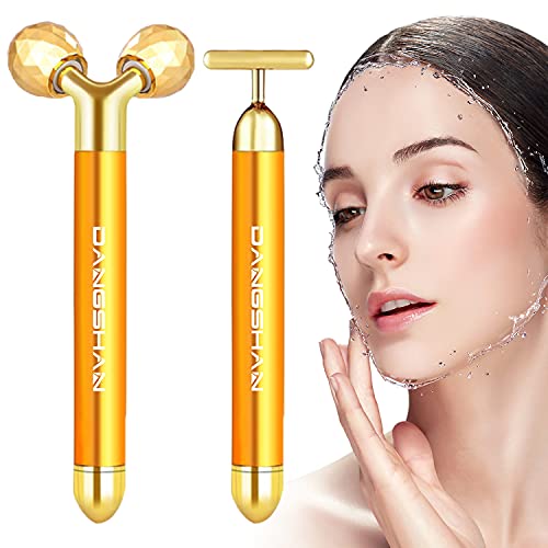 DANGSHAN 2-in-1 Electric Face Massager Kit with 3D & T-Shaped Rollers