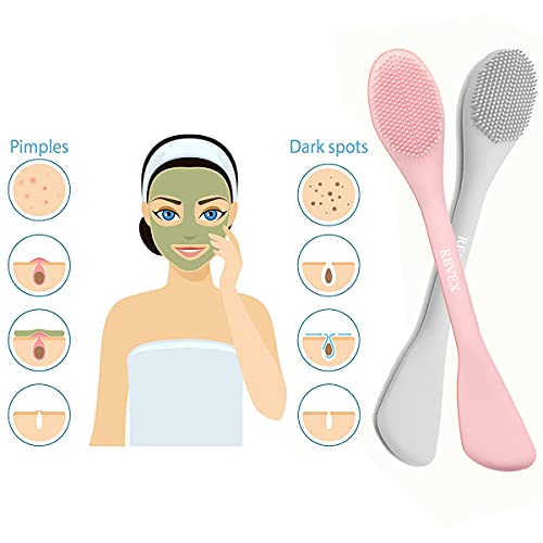REVEX Silicone Face Mask Applicator & Pore Scrubber Set Pink Gray 2pcs