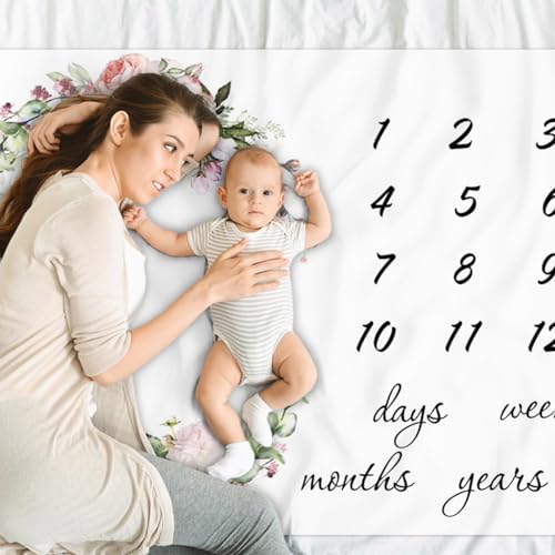 Baby Milestone Blanket - 60"x40" Soft Growth Mat for First Year Memories