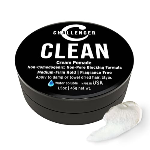 Challenger Men's Clean Cream Pomade, 1.5 oz - Fragrance Free, Medium Firm Hold