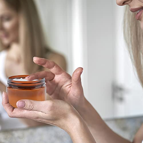 4oz Amber Plastic Cosmetic Jars - 12 Pack Leak Proof Containers