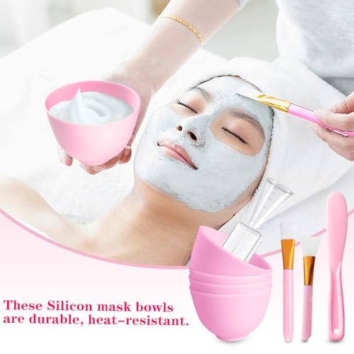 Bigwinyep Pink Silicone Facial Mask Mixing Bowl for Skincare & Spa