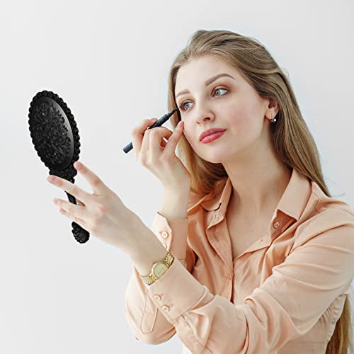 Black Vintage Handheld Mirror Set - 16 Pack Compact Retro Makeup & Travel Mirrors