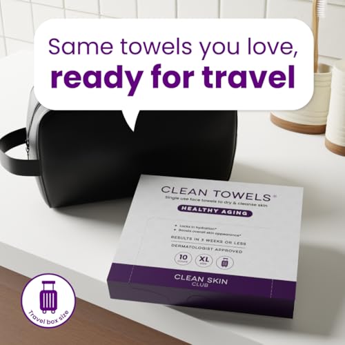 Clean Skin Club Healthy Aging Clean Towels XL - Travel Pack of 10